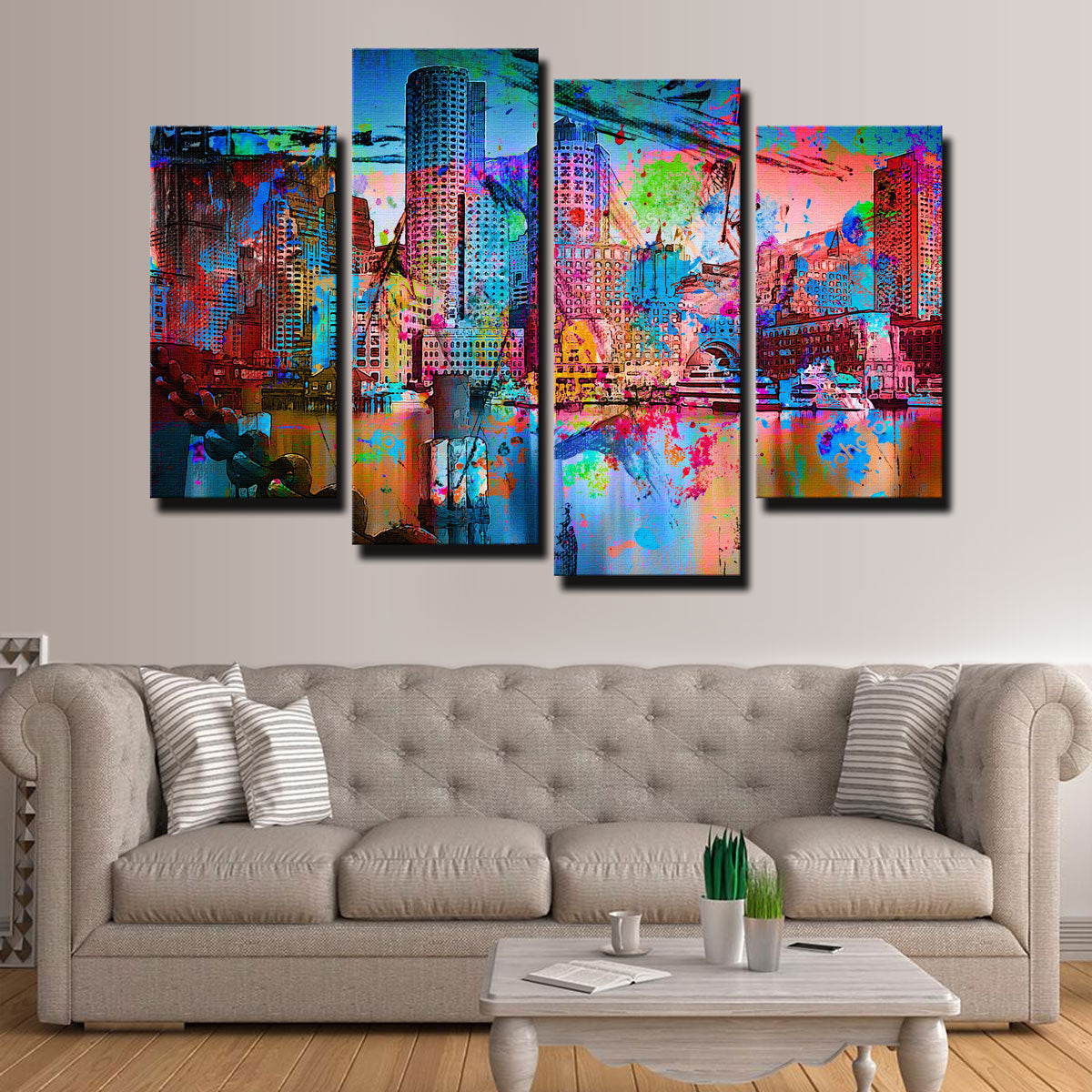 Stunning Abstract Boston Skyline Wall Art for Modern Interiors