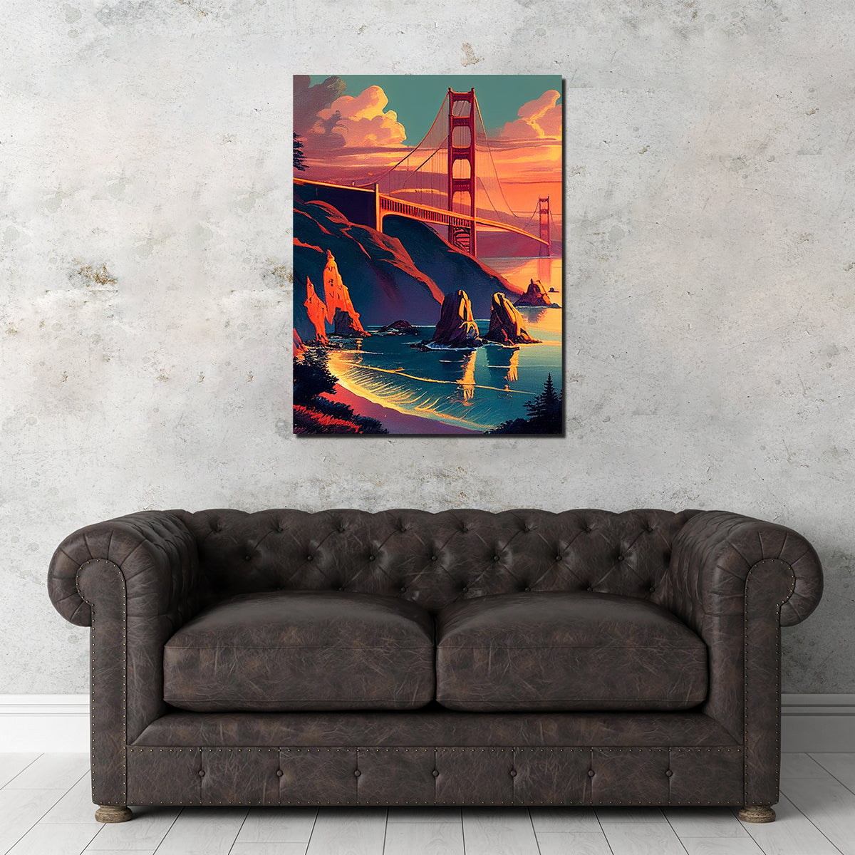 Stunning Golden Gate Bridge at Sunset Wall Art - A Must - Have Decor Piece
