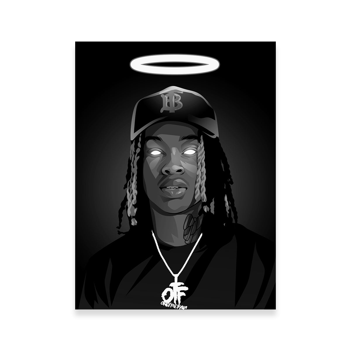 Rip King Von Stunning Grayscale Wall Art for Home Decor