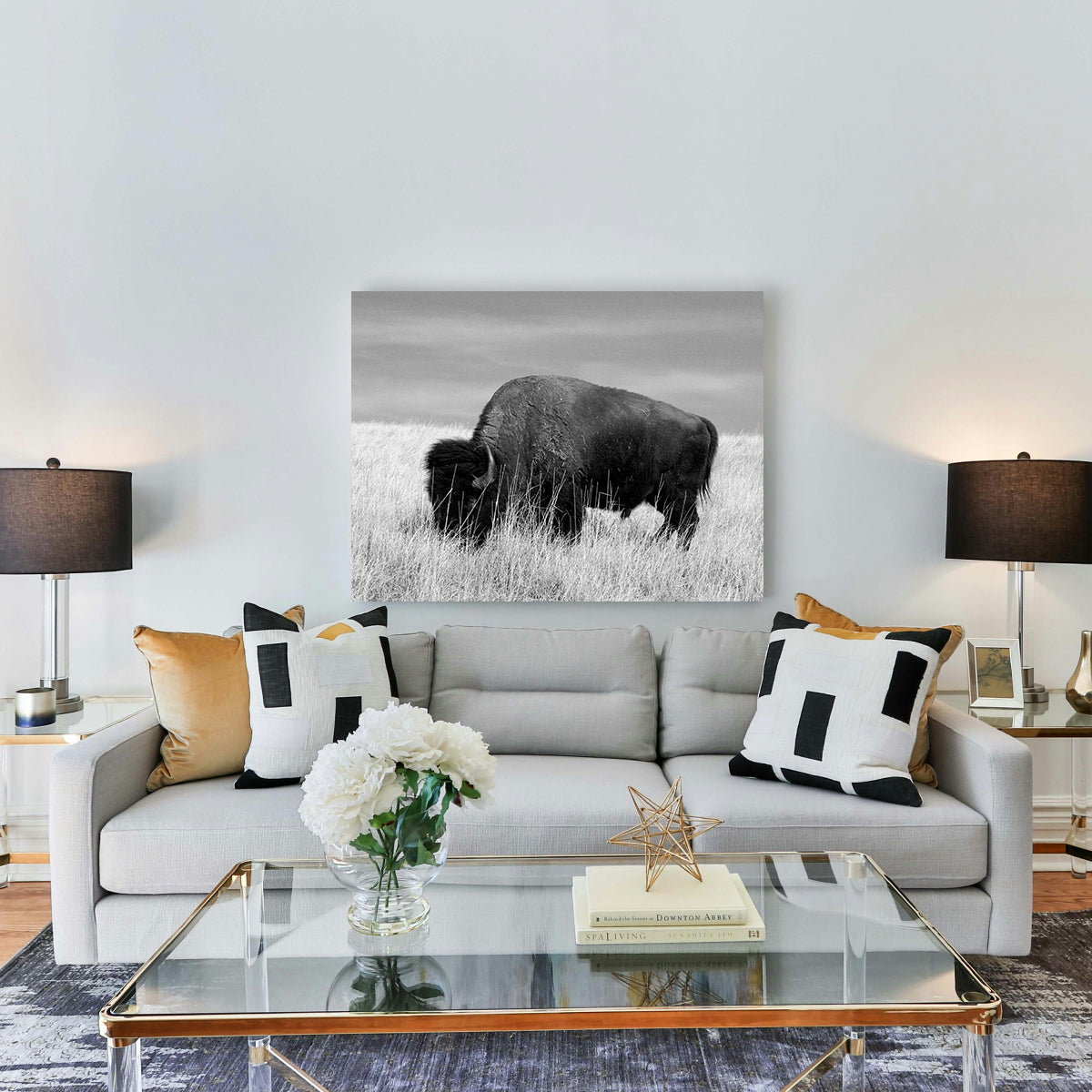 Lone Buffalo Grayscale Wall Art - Stunning Sustainable Decor