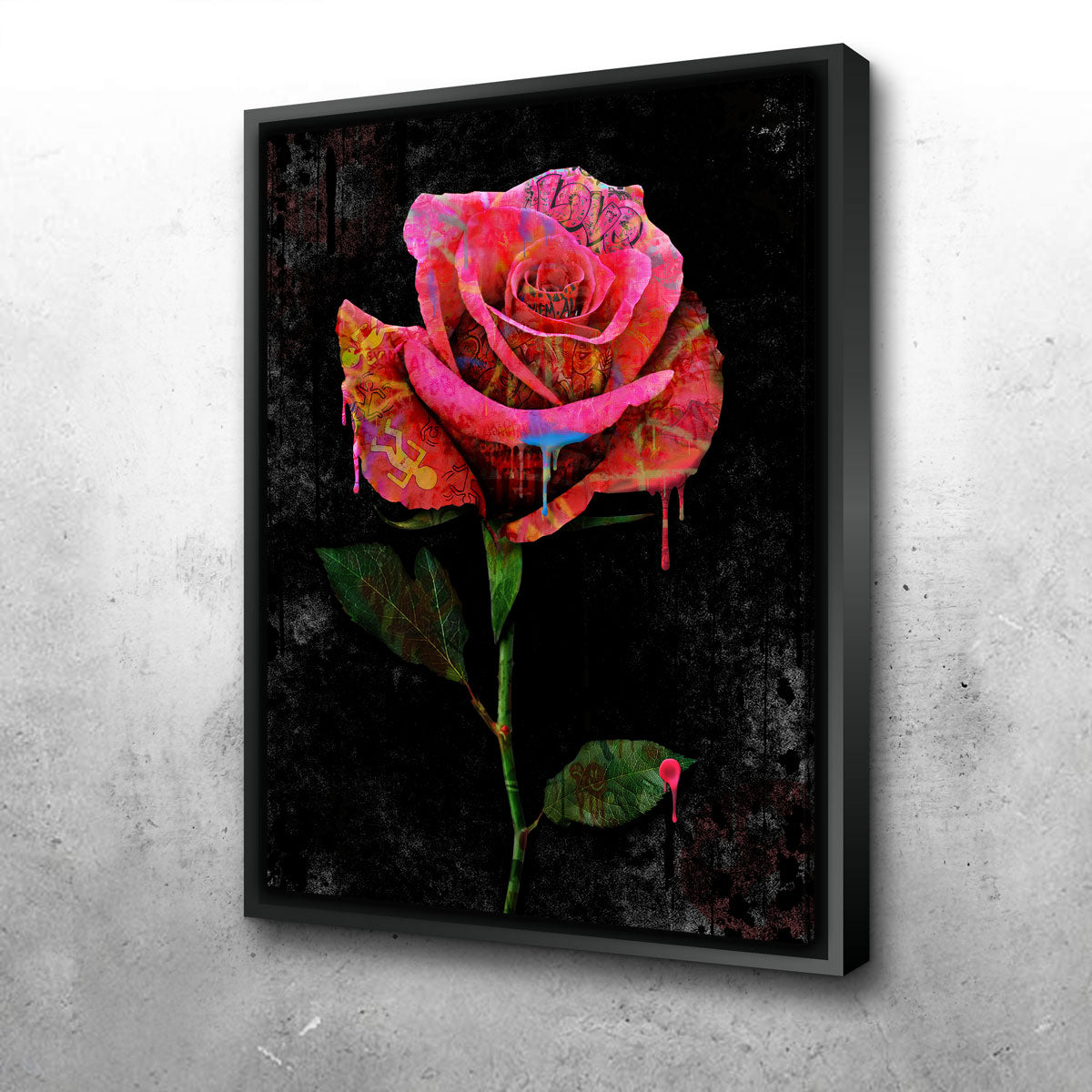 Stunning Paint Drip Rose Wall Art by Frank Amoruso