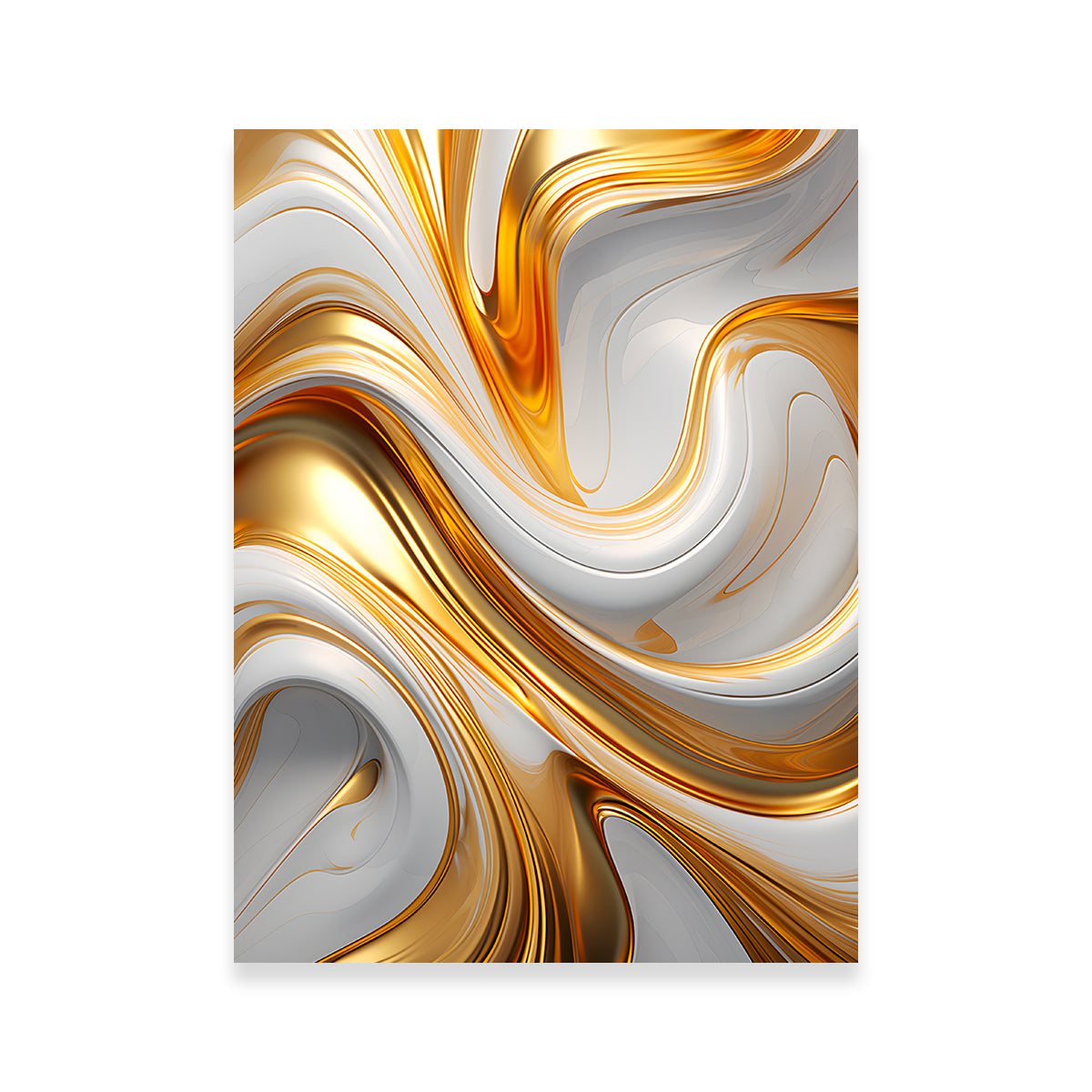 Abstract White Gold Waves Wall Art - Stunning 4 - Piece Collection