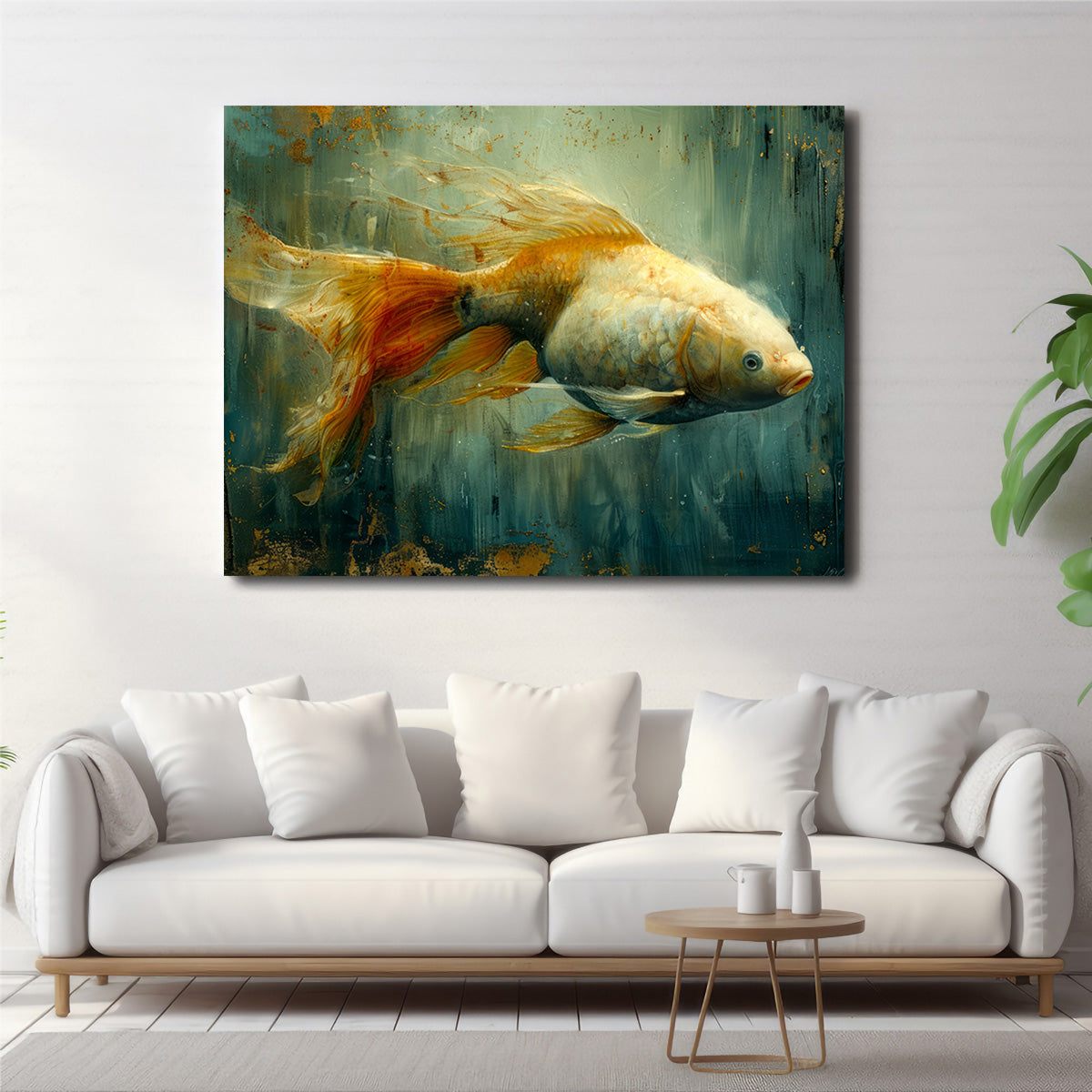 Stunning Golden Koi Fish Wall Art for Elegant Home Decor