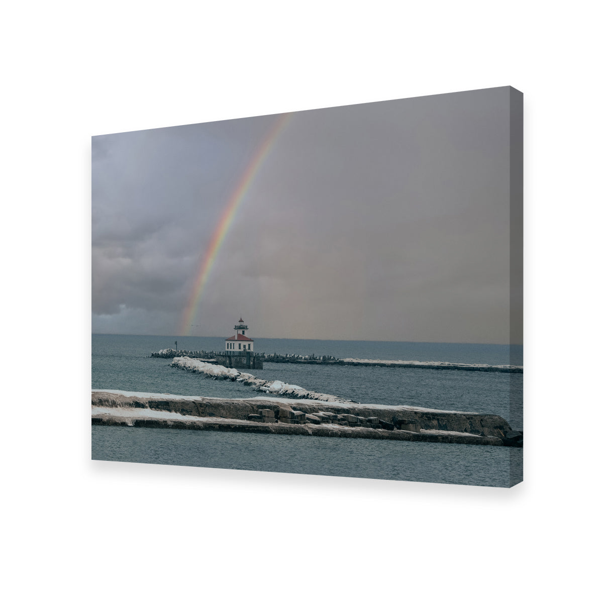 Stunning Lighthouse and Rainbow Wall Art by Dennis Maida