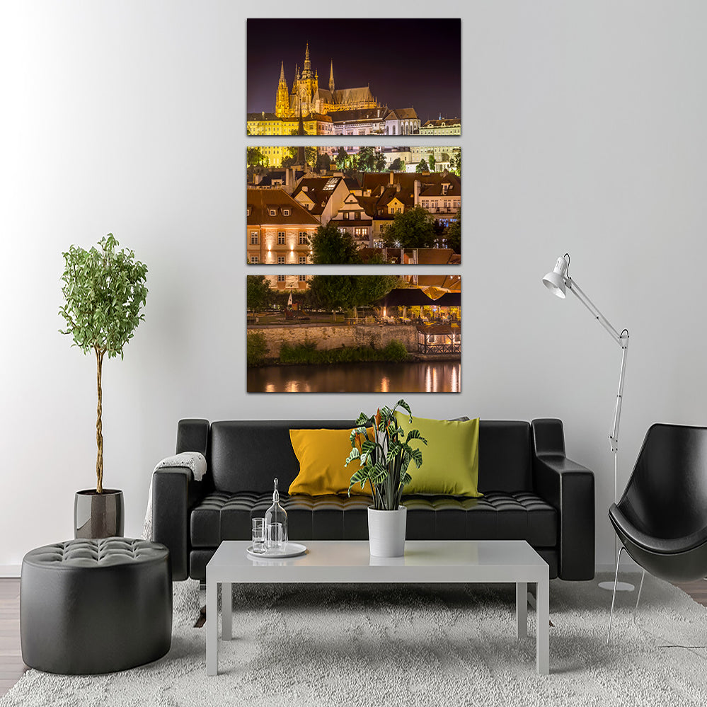 Stunning Prague Castle and St. Vitus Cathedral by Night Wall Art for Home Decor