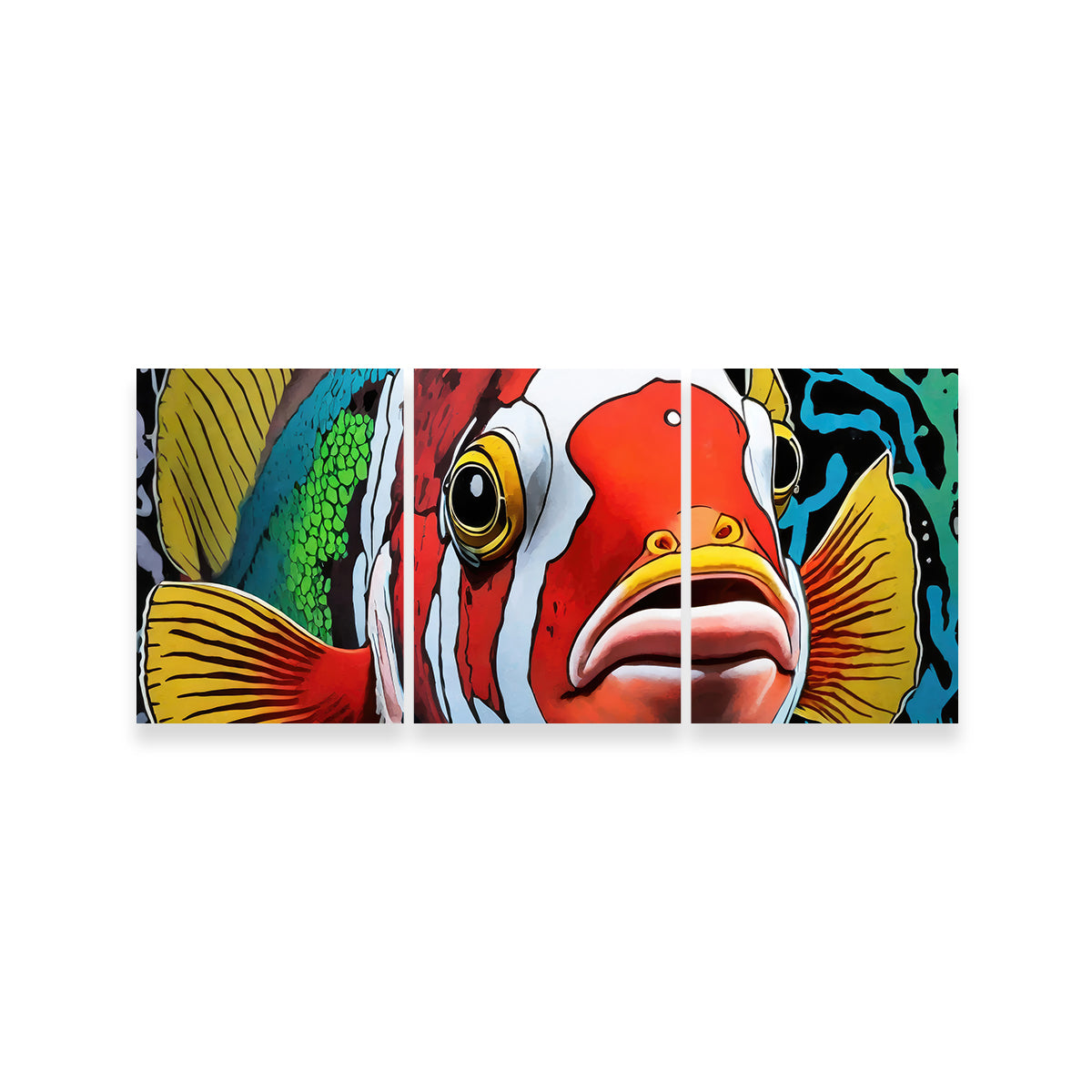 Vibrant Clown Fish Graffiti Wall Art by Stephen Chambers