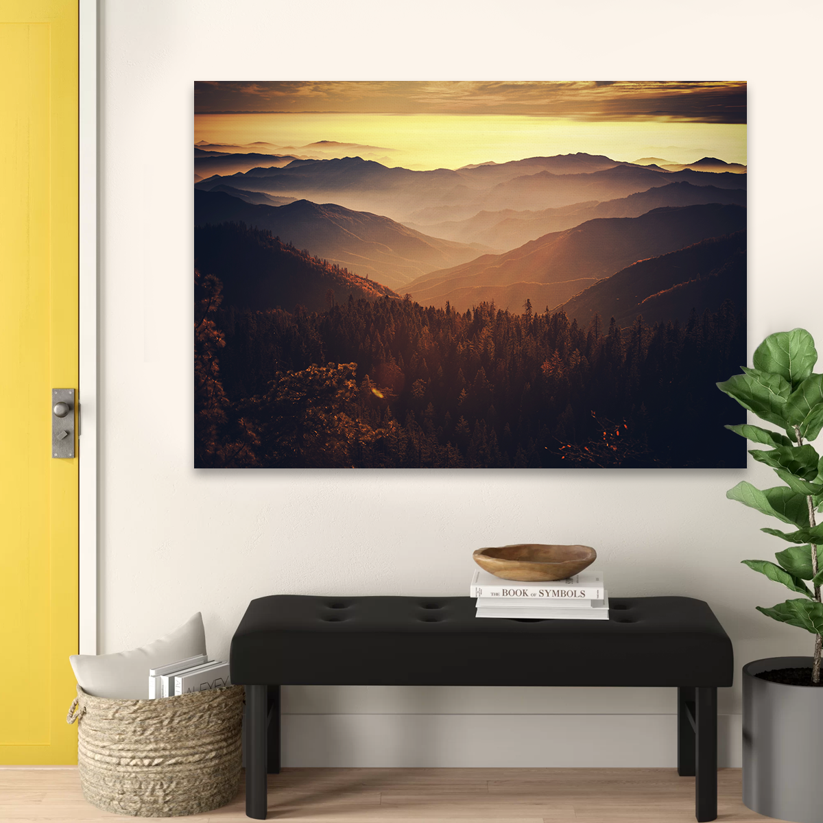 Breathtaking Scenic Sunset Wall Art of Sierra Nevada Mountains
