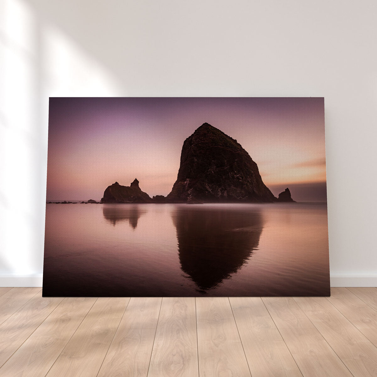 Exquisite Haystack Rock Wall Art - Handmade Canvas with Sustainable Pine Frames