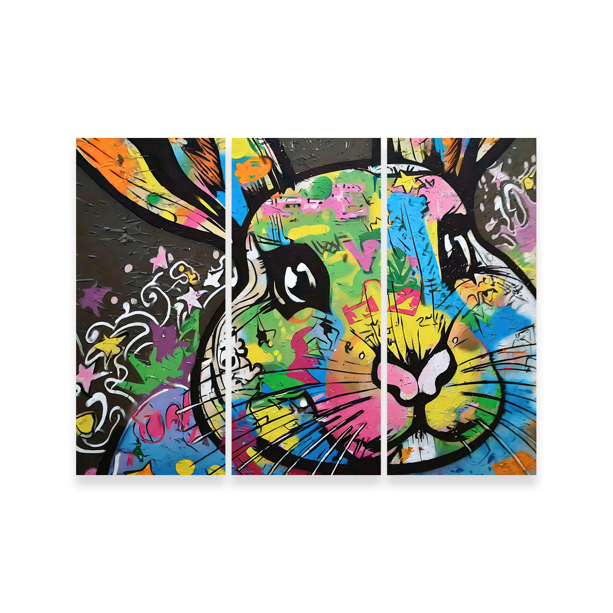 Eye - catching Rabbit Graffiti Wall Art by Stephen Chambers