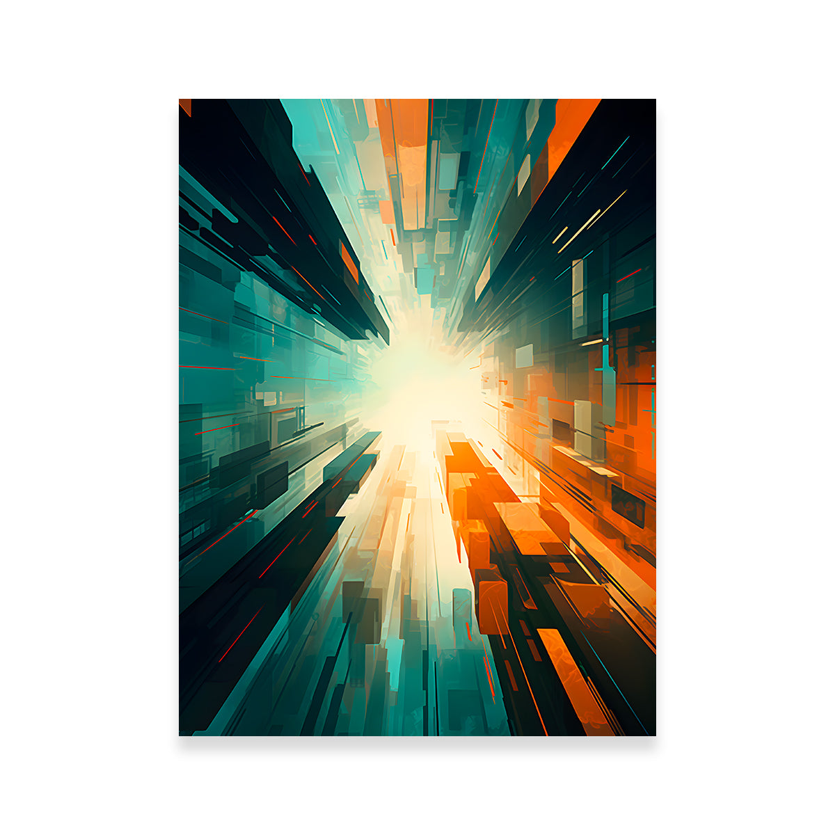 Stunning Abstract Wall Art - Blue Orange Shapes 5
