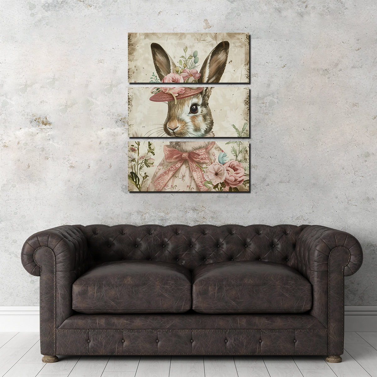 Adorable Rabbit Wearing Floral Hat Wall Art for Stunning Home Decor
