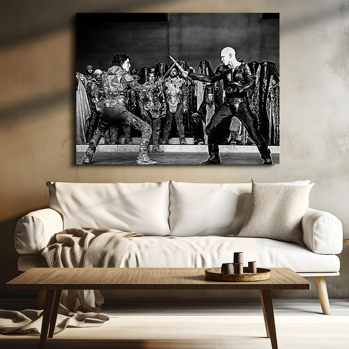 Stunning Paul Vs. Feyd Rautha Grayscale Wall Art for Your Home Decor
