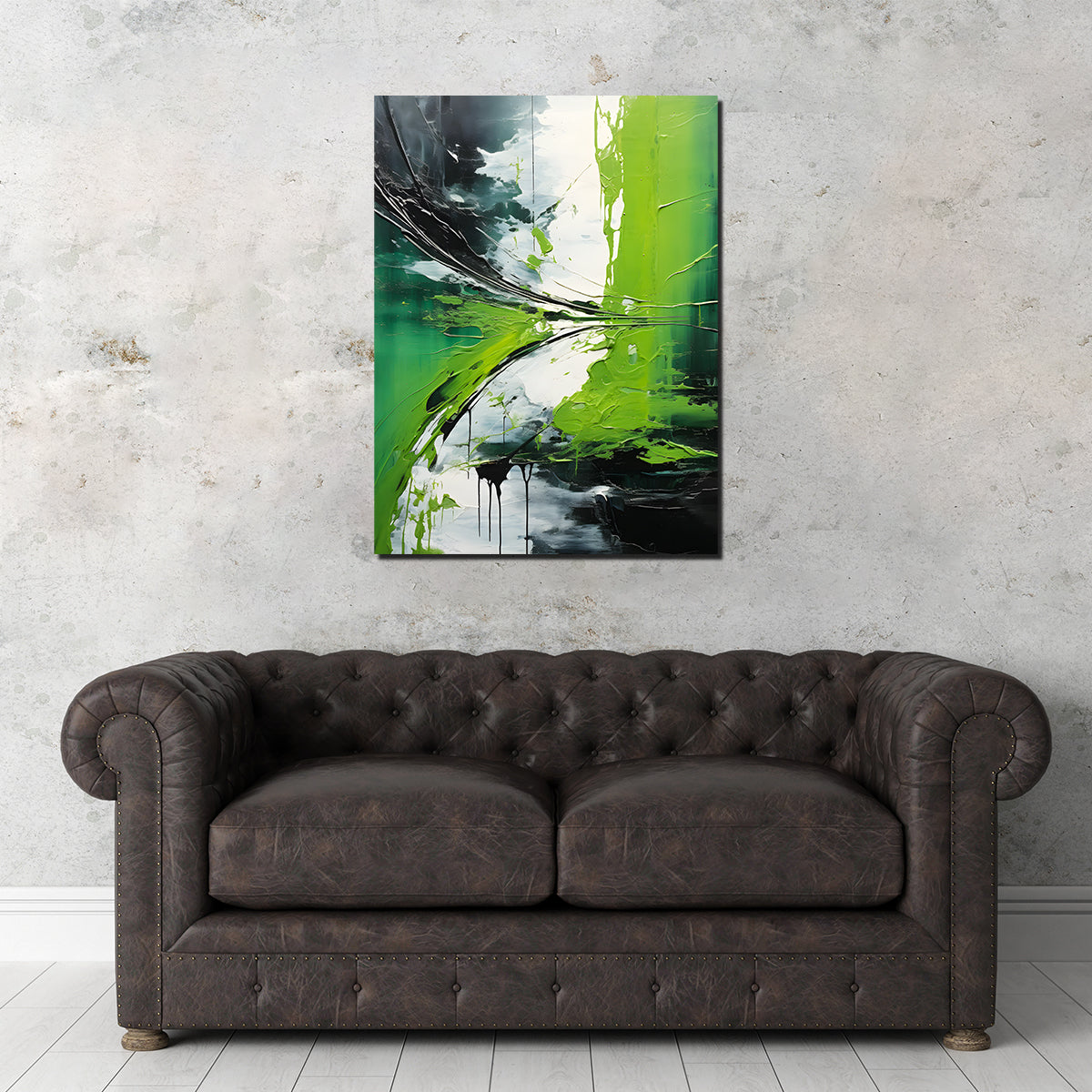 Stunning Abstract Green and White Shapes 1 Wall Art for Modern Decor