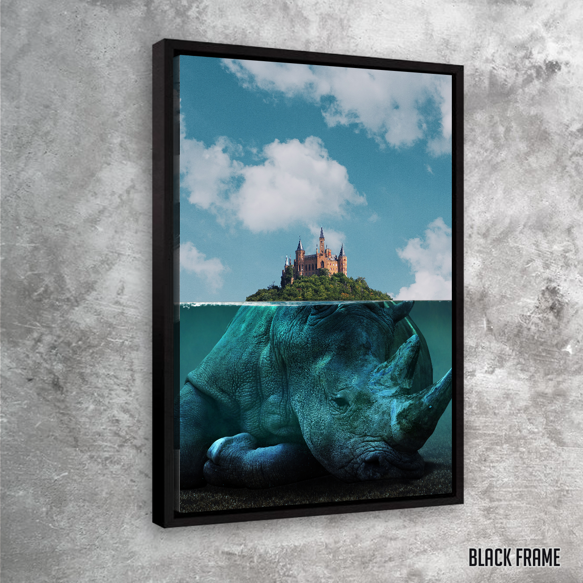 Stunning Rhino Island Wall Art by Ibrahim Saifee