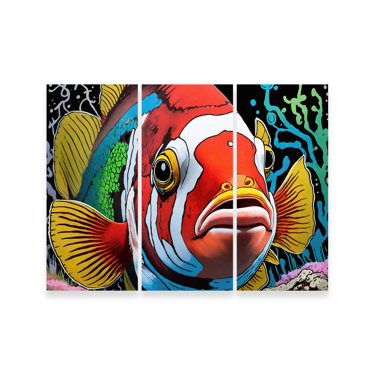 Vibrant Clown Fish Graffiti Wall Art by Stephen Chambers