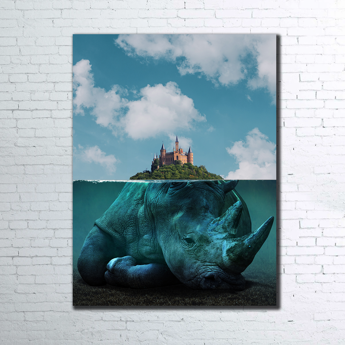 Stunning Rhino Island Wall Art by Ibrahim Saifee