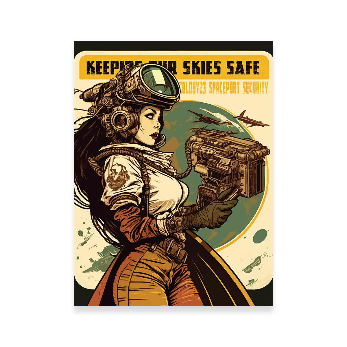 Steampunk Wall Art: Keeping Our Skies Safe - Unique Decor for Your Space