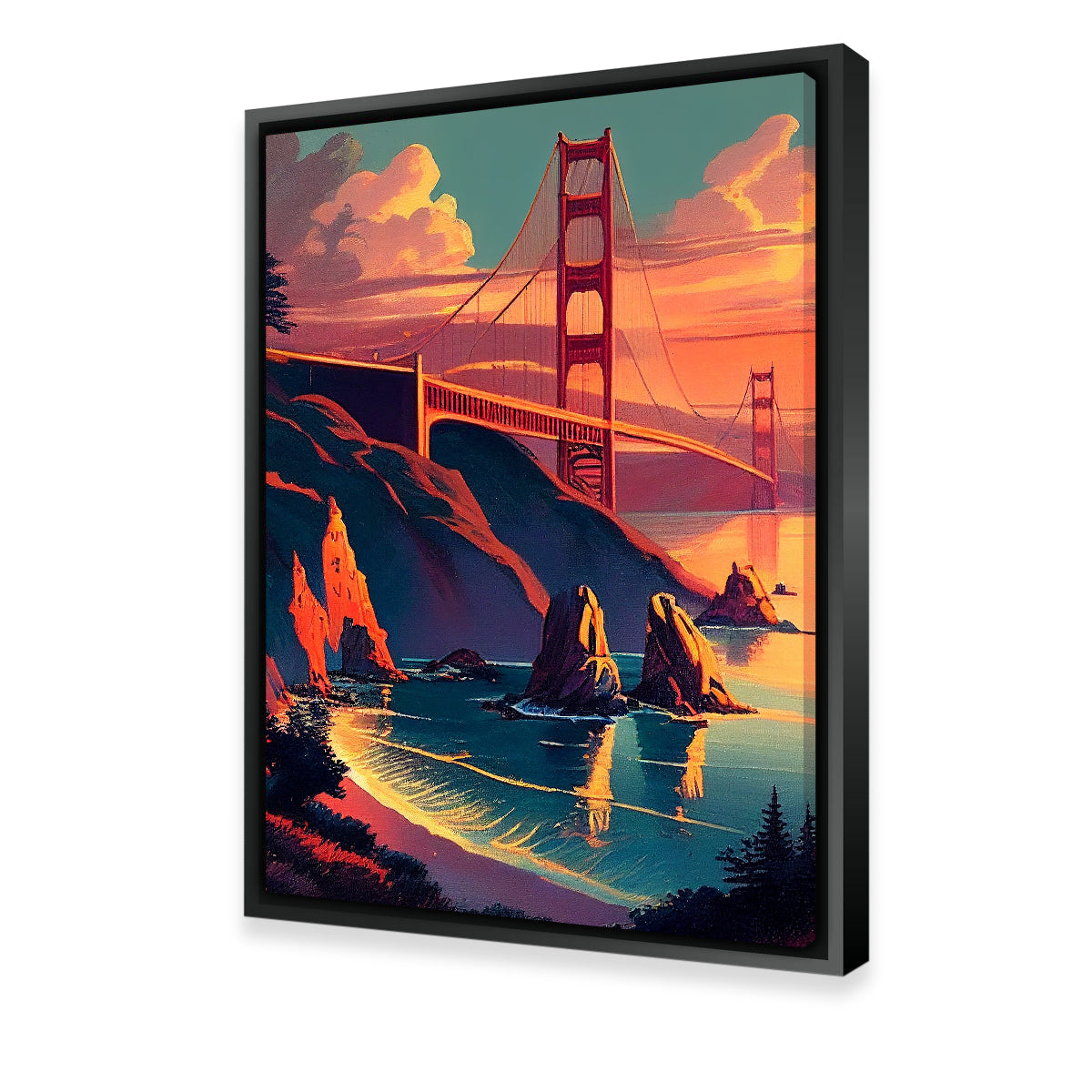 Stunning Golden Gate Bridge at Sunset Wall Art - A Must - Have Decor Piece