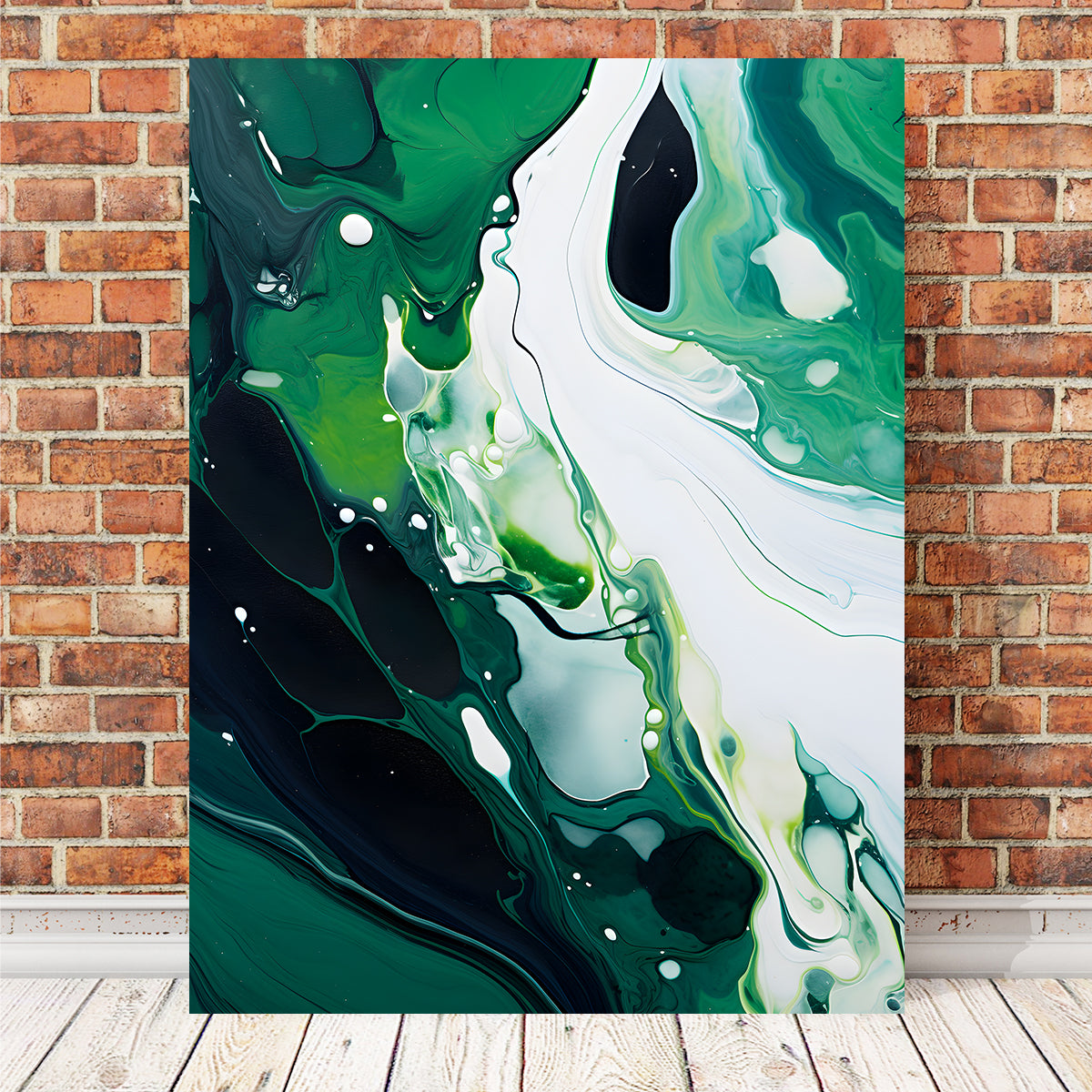 Stunning Abstract - Green and White Waves 2 Wall Art for Modern Interiors