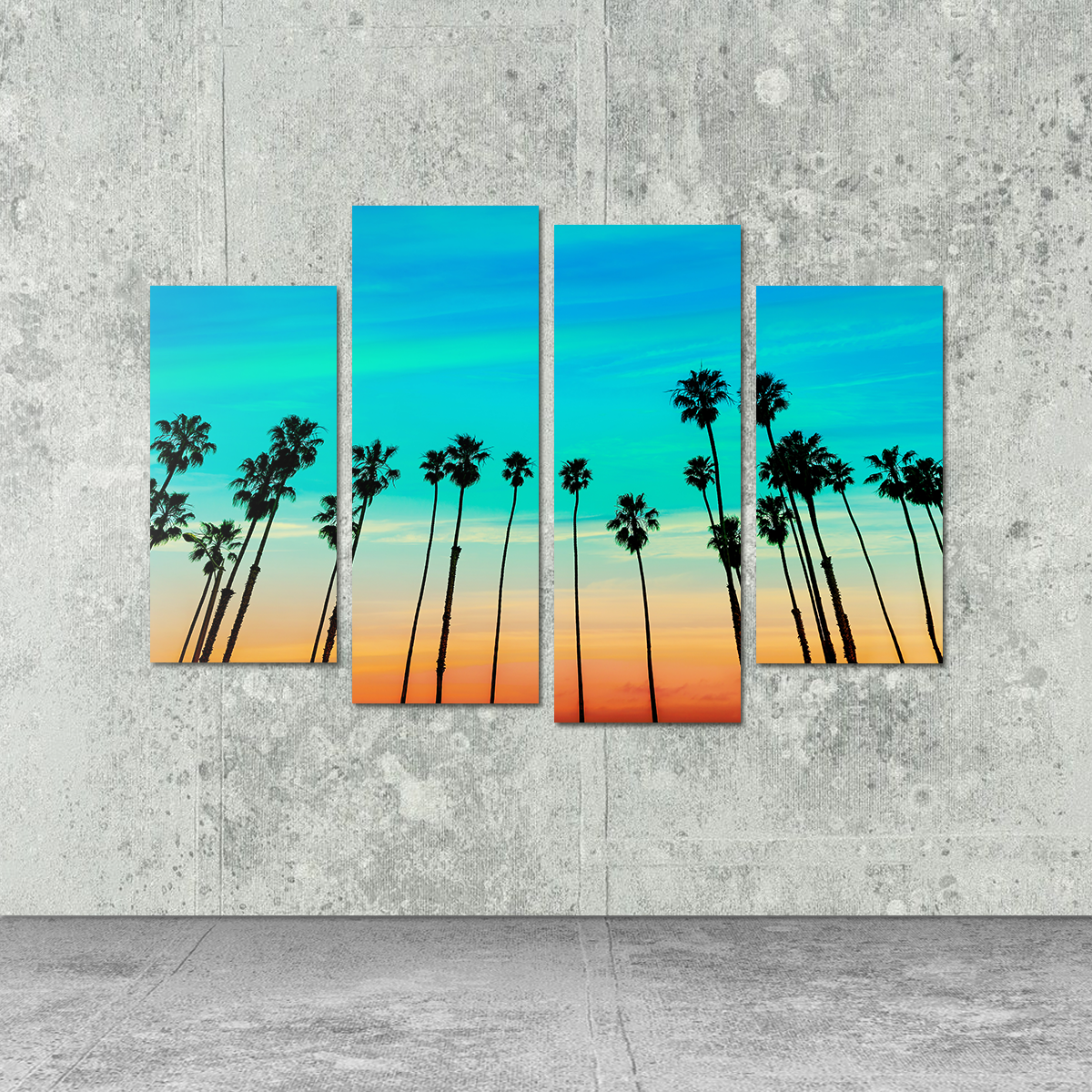 Gorgeous Palm Tree Sunset Santa Barbara Wall Art for Stunning Home Decor