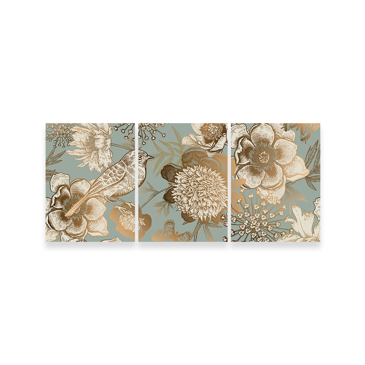 Exquisite Golden Flowers Pattern Wall Art for Stunning Home Decor