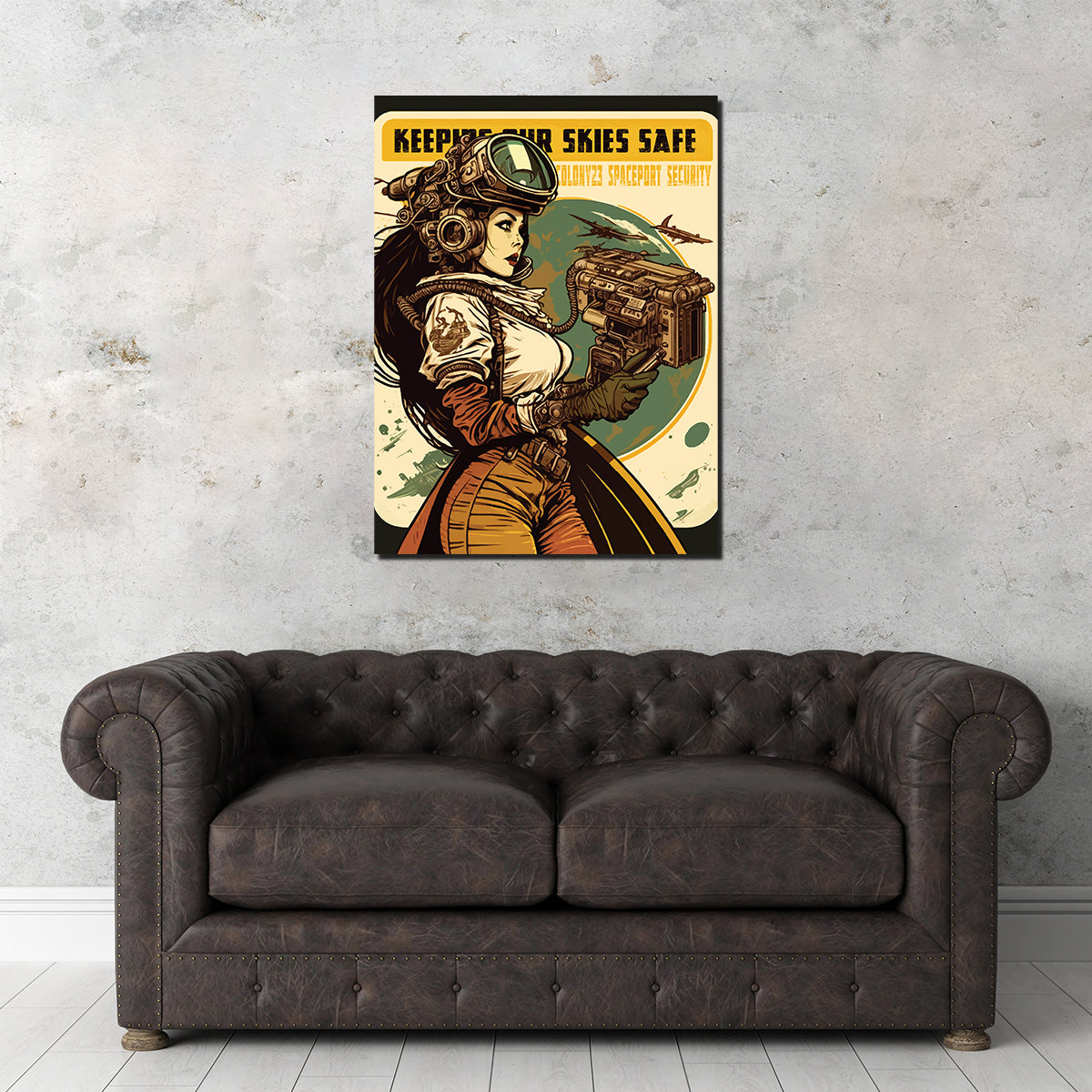 Steampunk Wall Art: Keeping Our Skies Safe - Unique Decor for Your Space