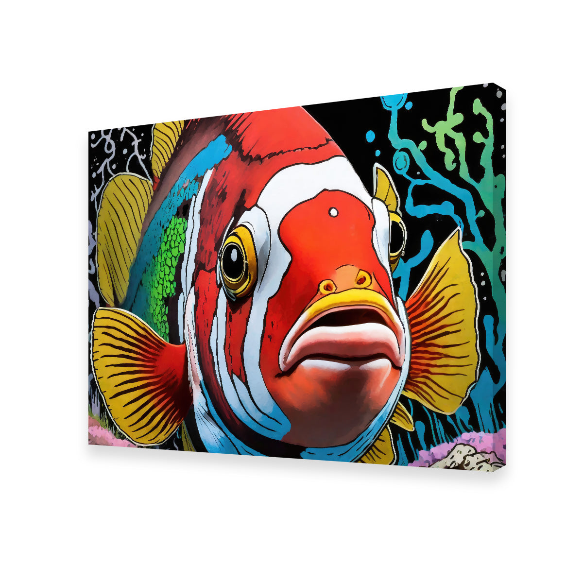 Vibrant Clown Fish Graffiti Wall Art by Stephen Chambers