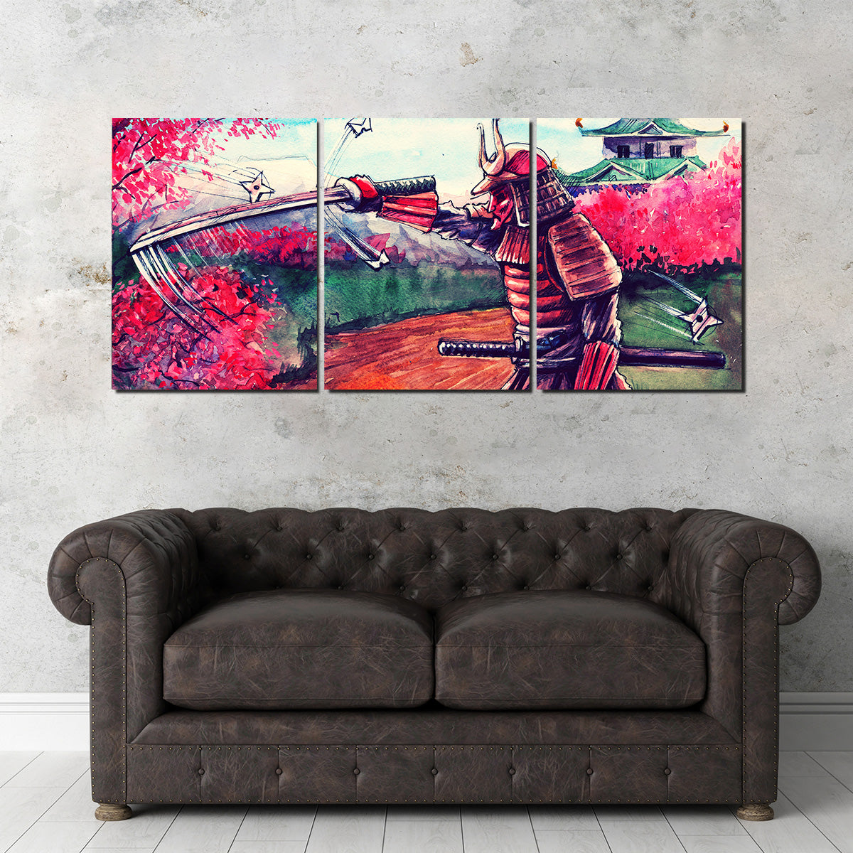 Authentic Japanese Samurai Inspired Watercolor Wall Art for Stunning Home Decor
