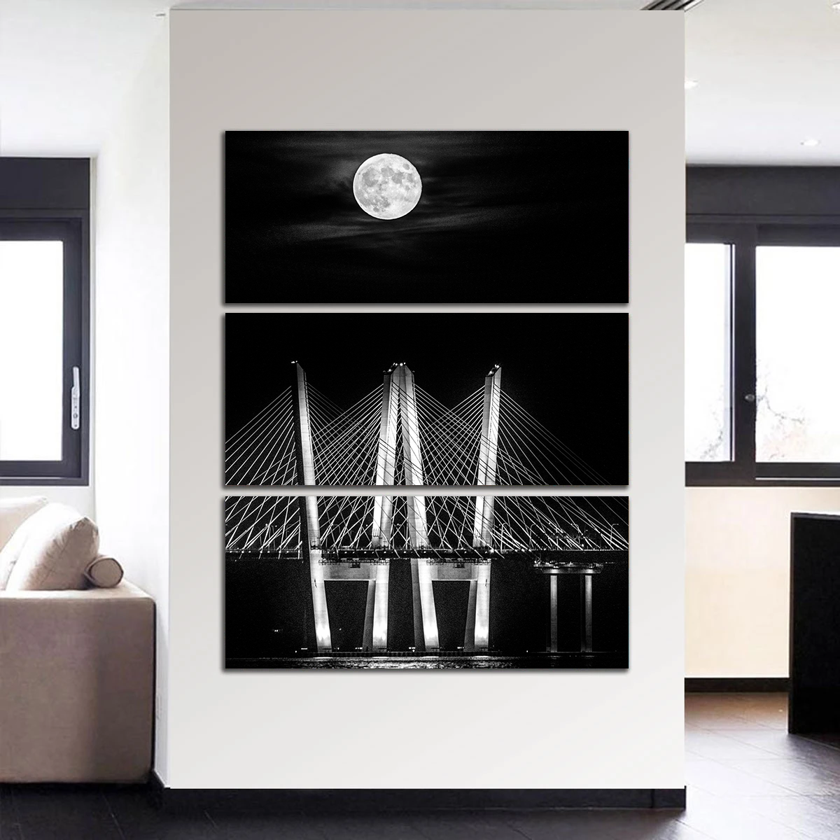 Stunning Grayscale Buck Moon Rising Wall Art by Dennis Maida
