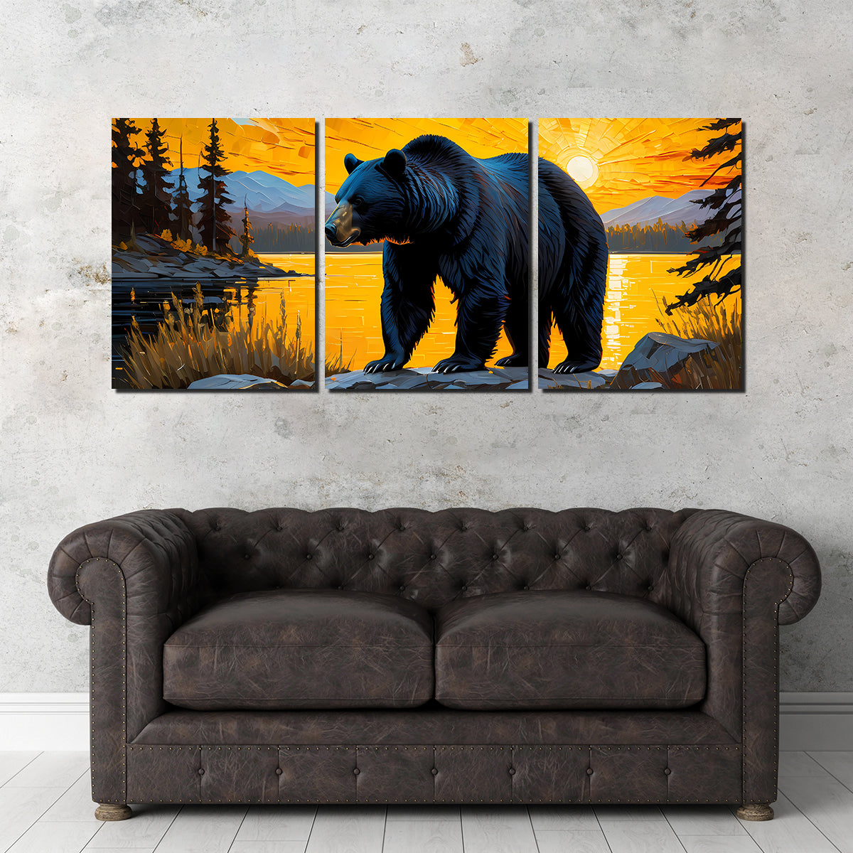 Stunning Black Bear Sunset Wall Art for Home Decor