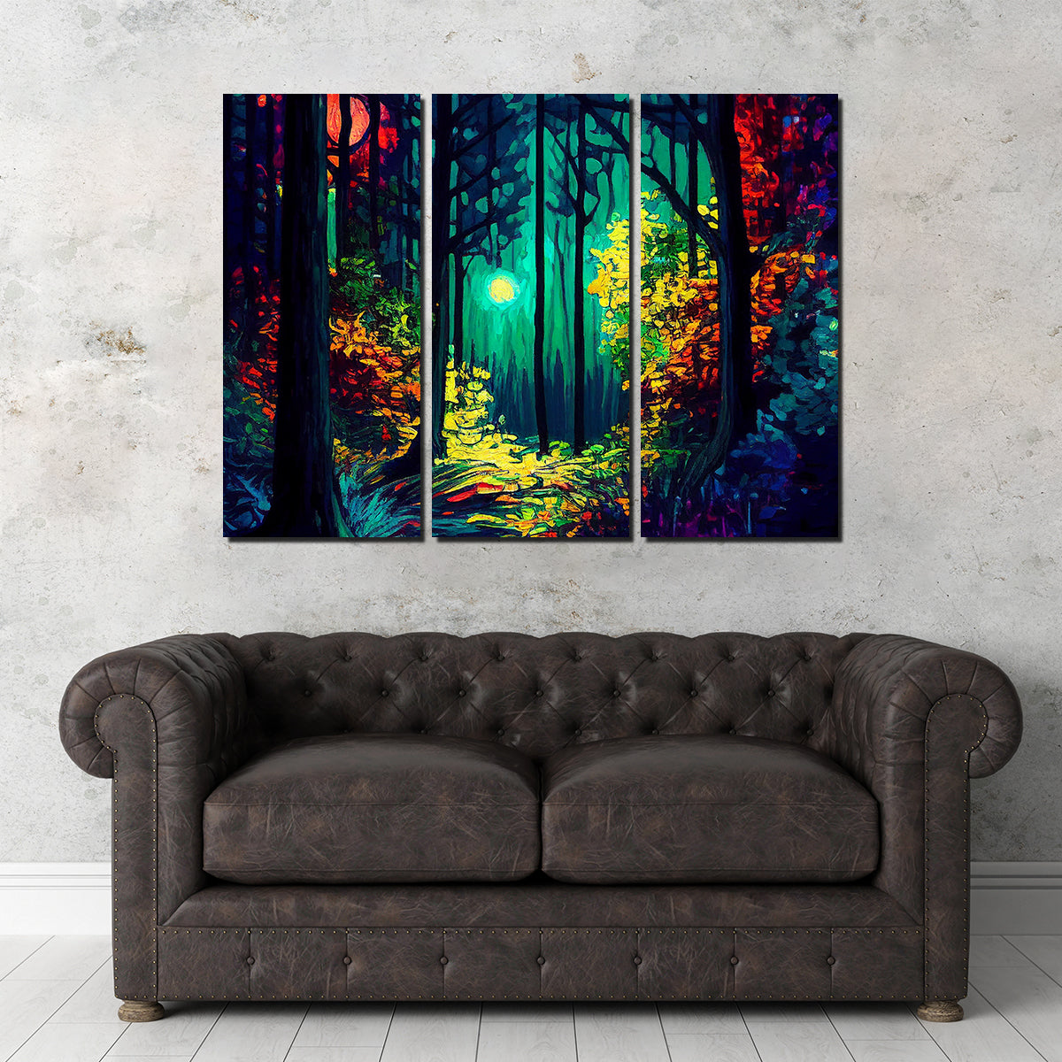 Enchanting Moon Through The Forest Wall Art - Museum Quality Decor