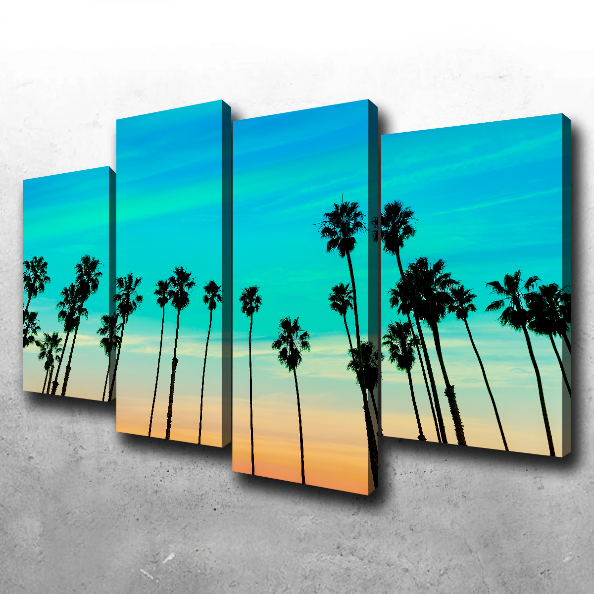 Gorgeous Palm Tree Sunset Santa Barbara Wall Art for Stunning Home Decor