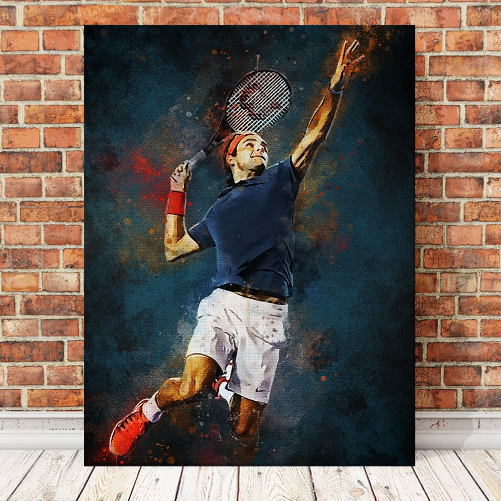 Exclusive Roger Federer Painting Wall Art for Tennis Enthusiasts