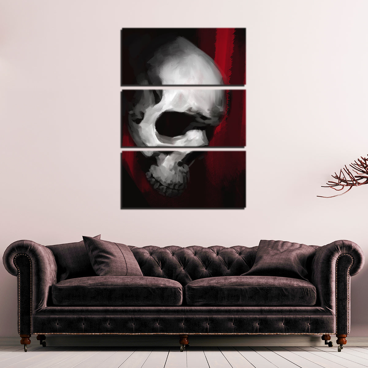 Stunning Red Skull Wall Art Profile by Andy Brackpool