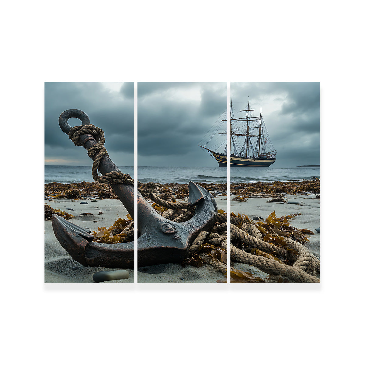 Stunning Rustic Anchor on Sandy Beach Wall Art for Coastal Decor