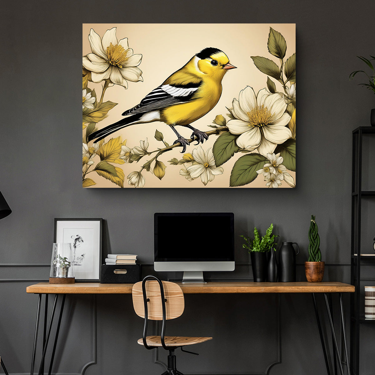 Stunning JJ Audubon's Style American Goldfinch Wall Art for Your Home Decor