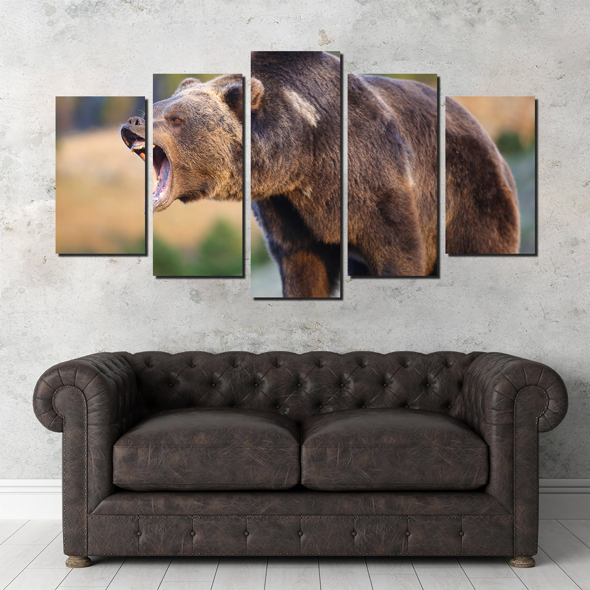 Stunning Grizzly Bear Growling Wall Art for Your Home Decor