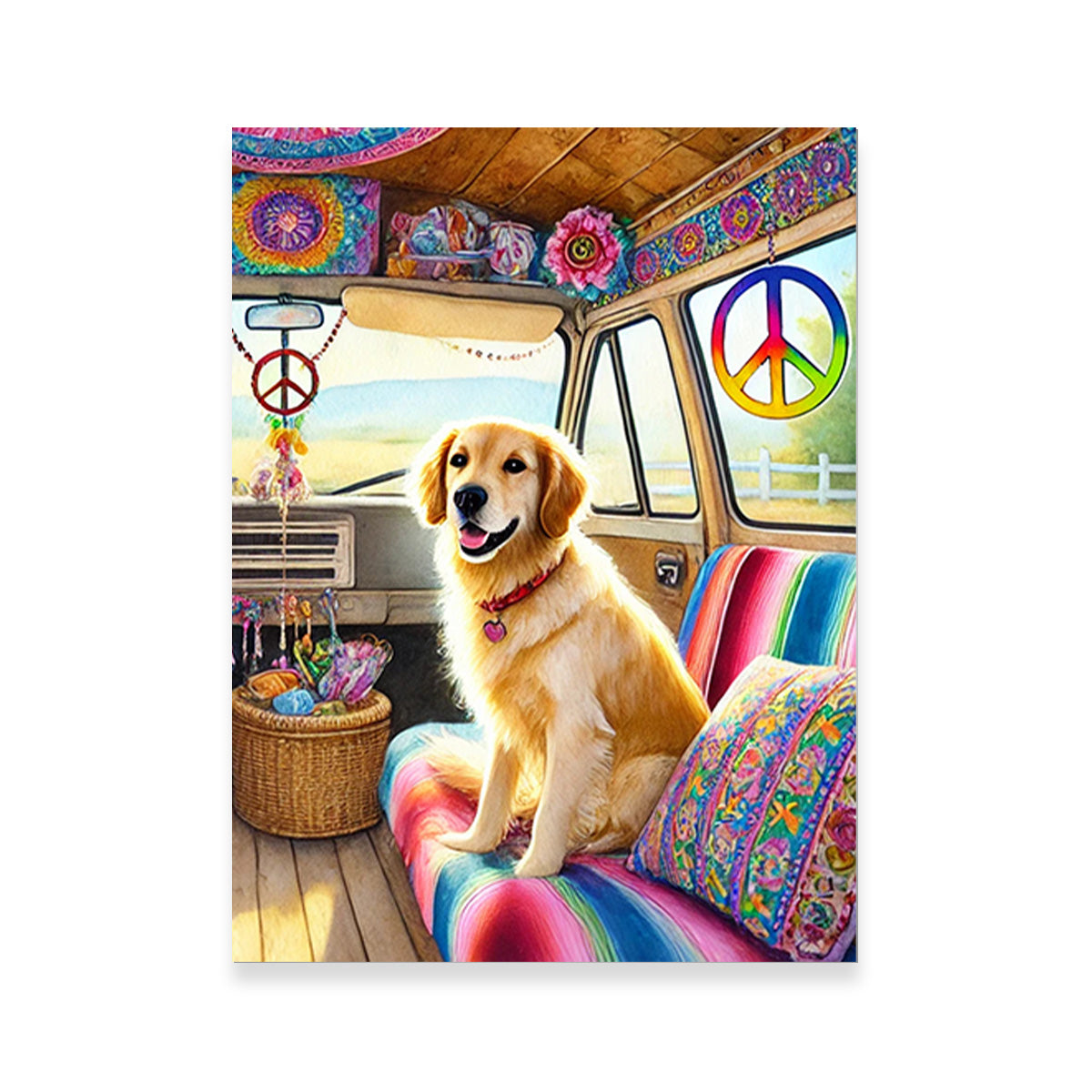 Chic Hippie Dog Wall Art for Trendy Home Decor