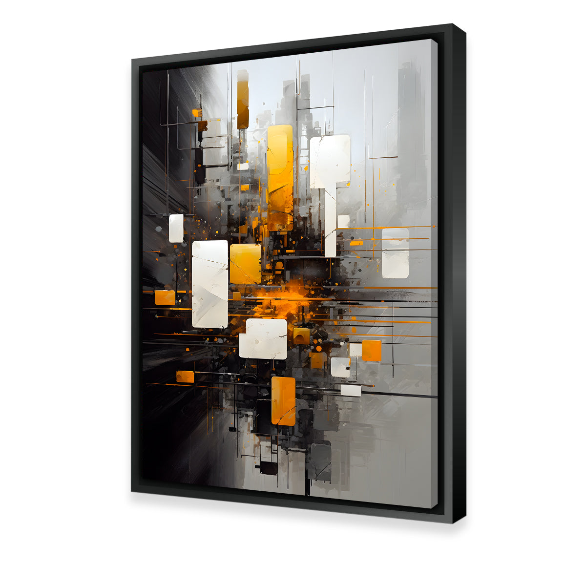 Abstract Black and Gold Shapes Wall Art for Stunning Home Decor - 14-Inch