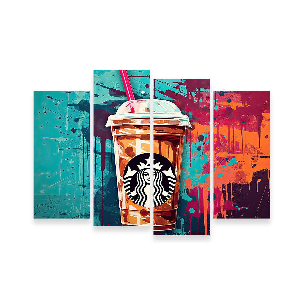 Unique Starbucks Coffee Warhol-inspired Wall Art by Ralph & Laura Design