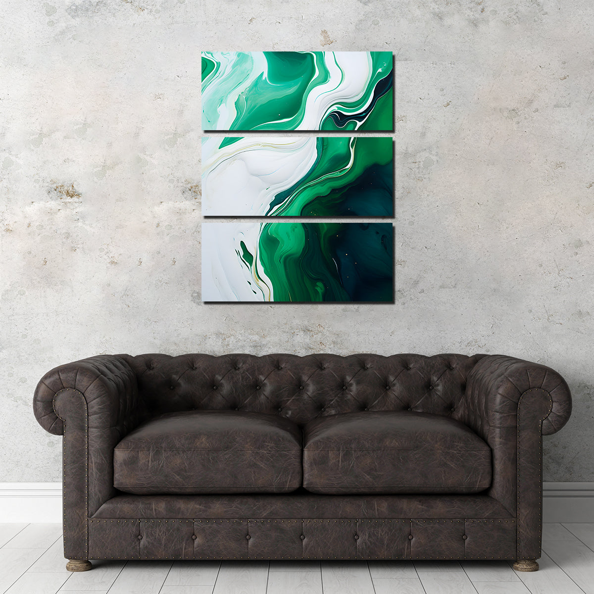 Stunning Abstract Green and White Waves Wall Art for Home Decor