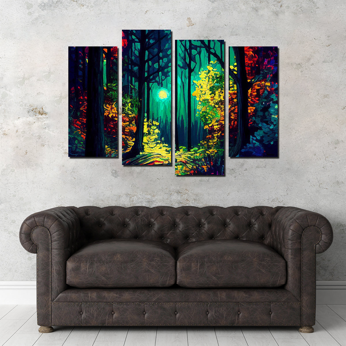 Enchanting Moon Through The Forest Wall Art - Museum Quality Decor