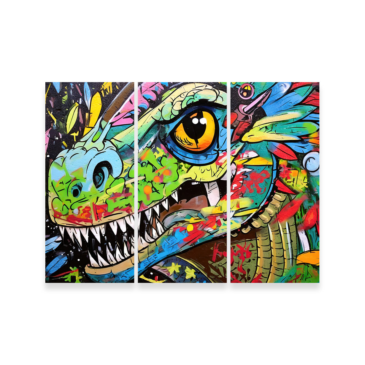 Stunning Dinosaur Graffiti Wall Art by Stephen Chambers