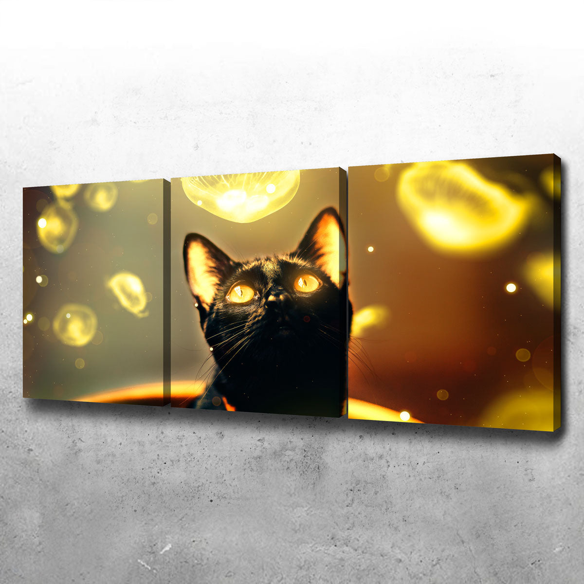 Stunning Black Cat With Jellyfish Wall Art by Manuel Luces