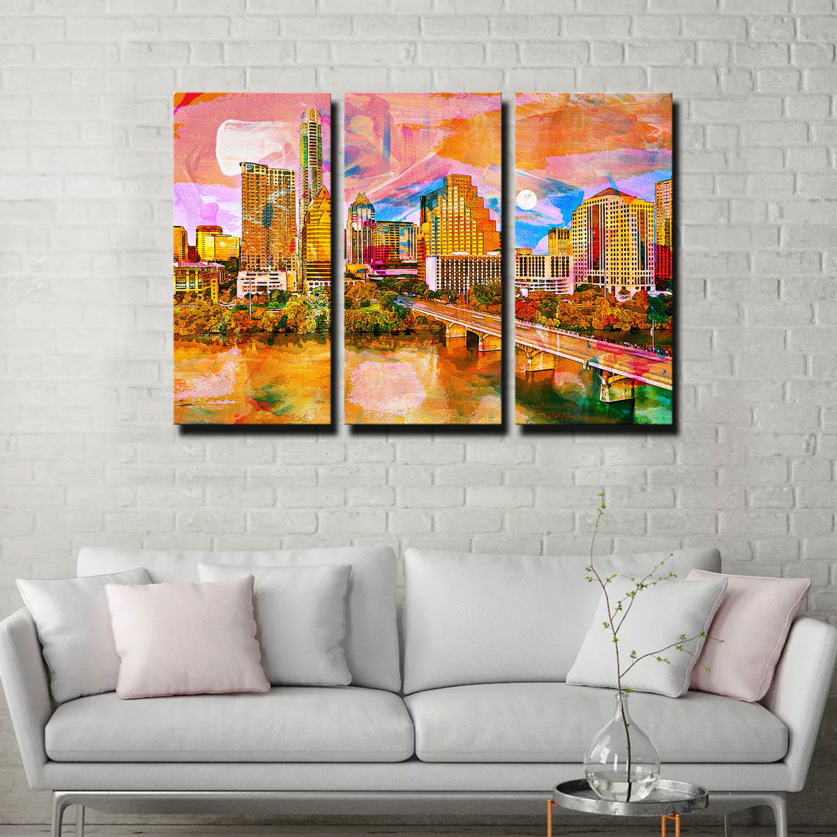 Stunning Abstract Moon Over Austin Wall Art for Home Decor