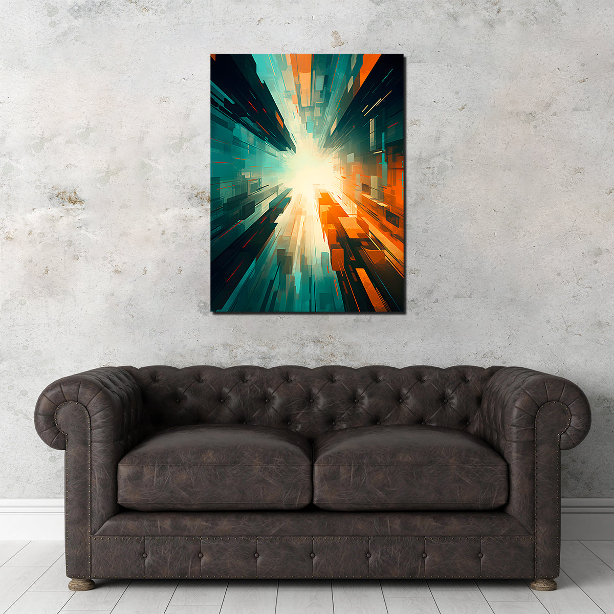 Stunning Abstract Wall Art - Blue Orange Shapes 5