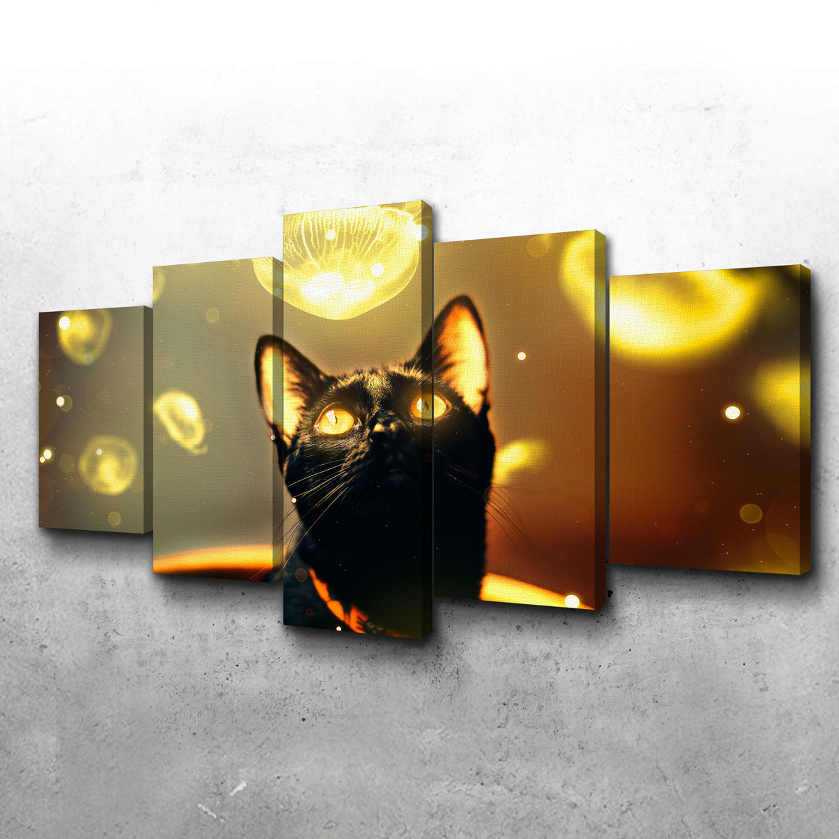 Stunning Black Cat With Jellyfish Wall Art by Manuel Luces