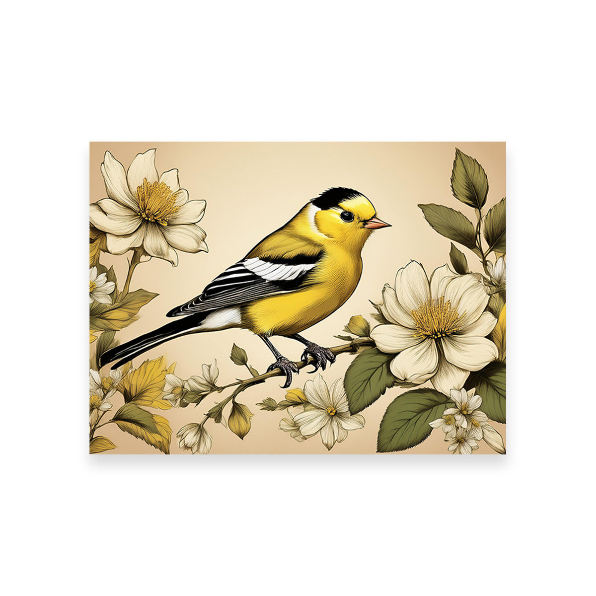 Stunning JJ Audubon's Style American Goldfinch Wall Art for Your Home Decor