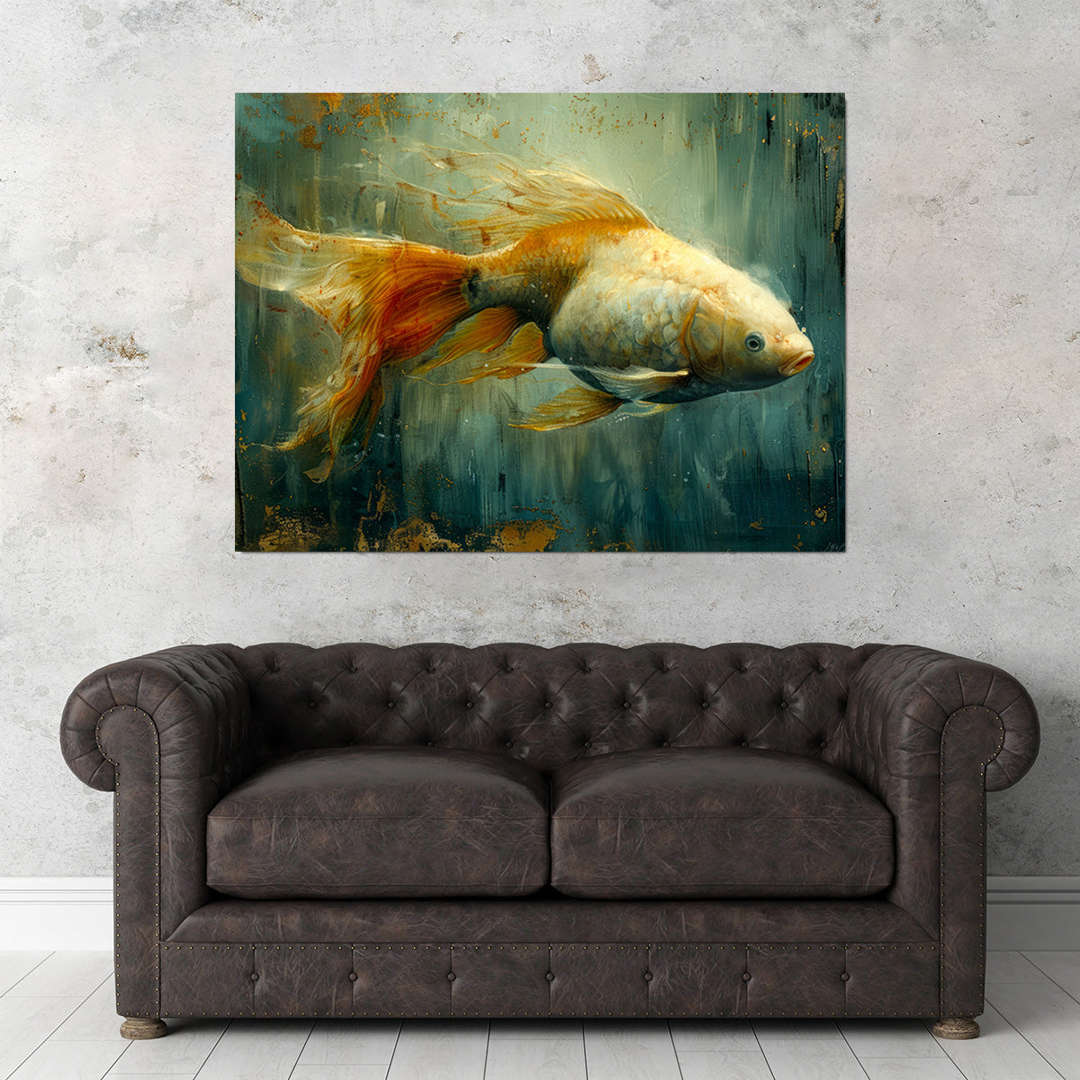 Stunning Golden Koi Fish Wall Art for Elegant Home Decor