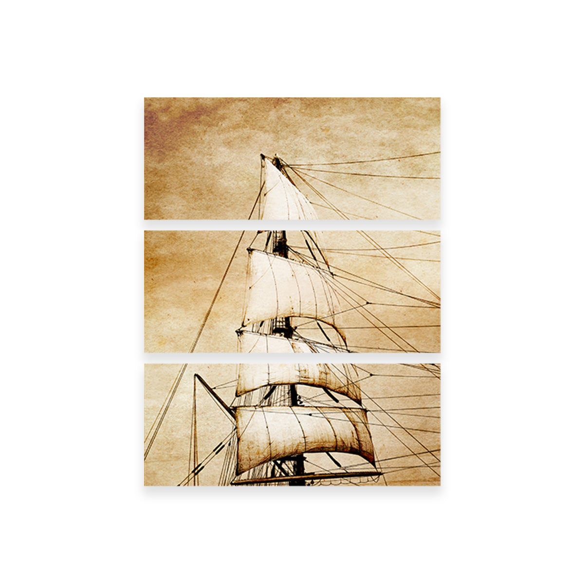 Exquisite Sails on Old Paper Wall Art for Home Decor